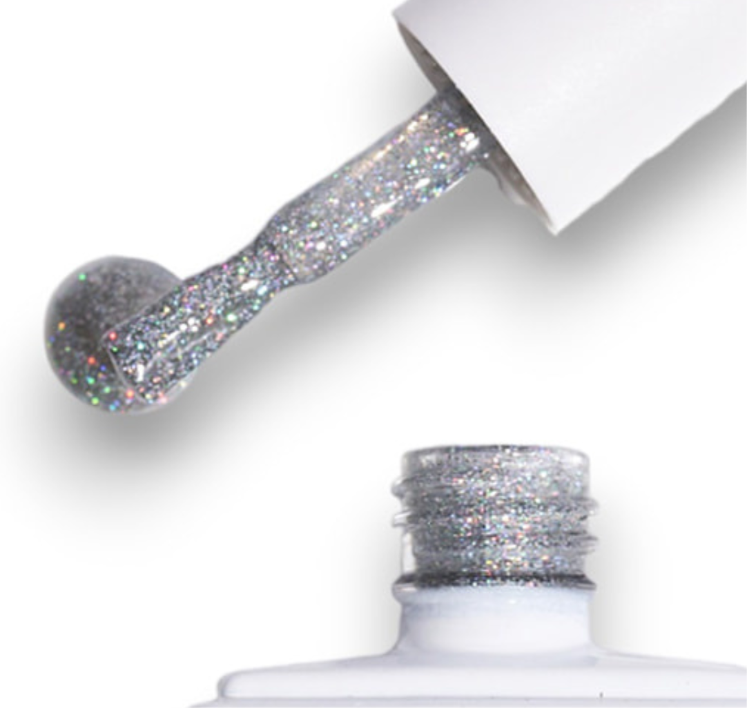 GEL POLISH | RA13 rainbow holographic silver