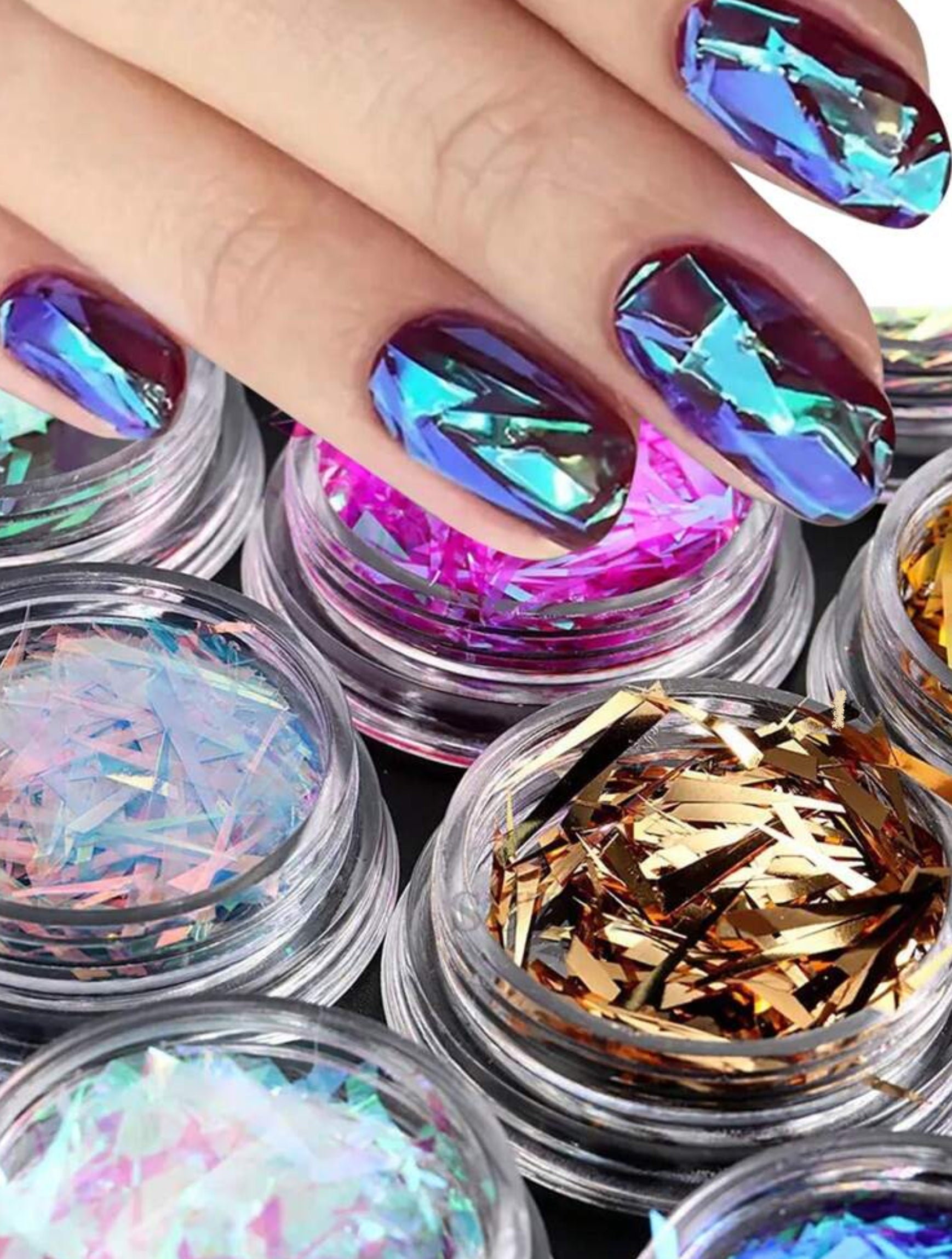 Aurora Glitter Holographic Flakes | cardone nail trend