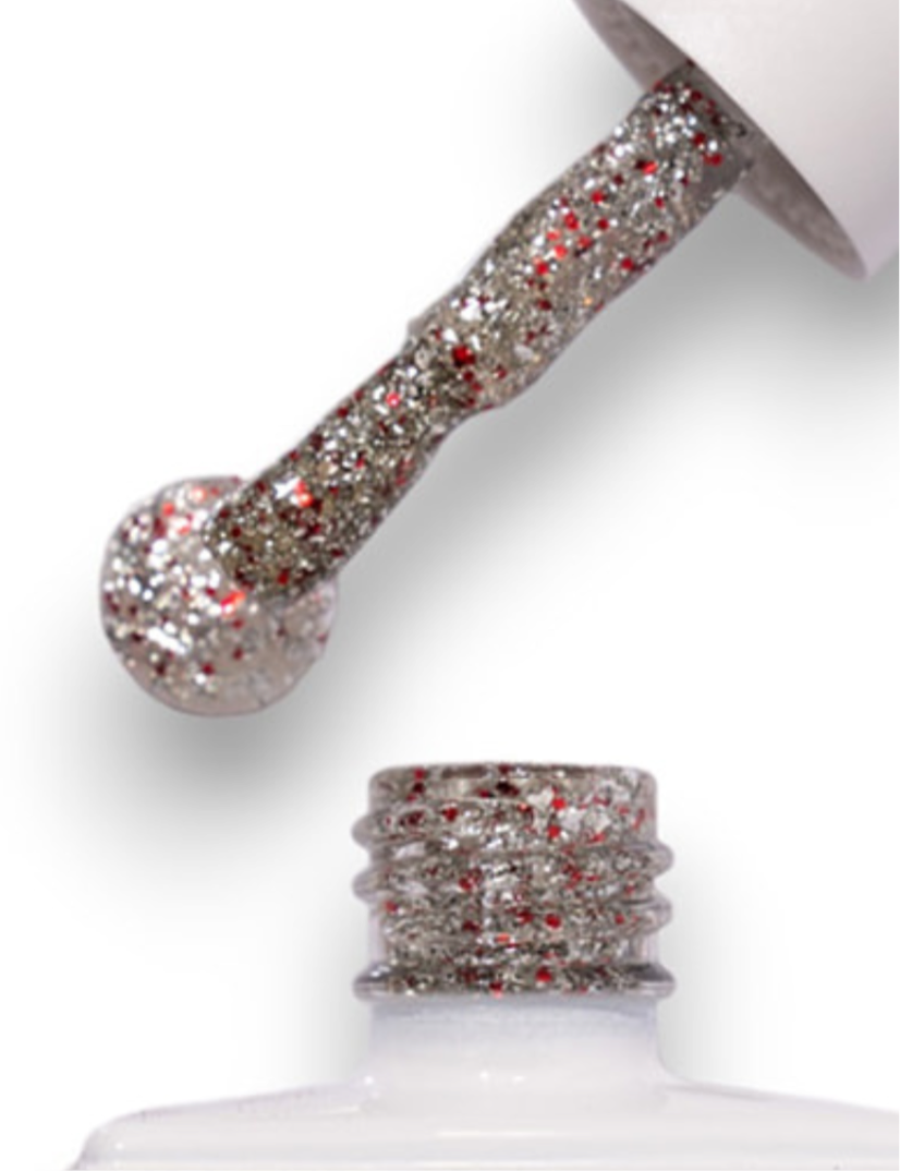 GEL POLISH | KE01 red silver glitter