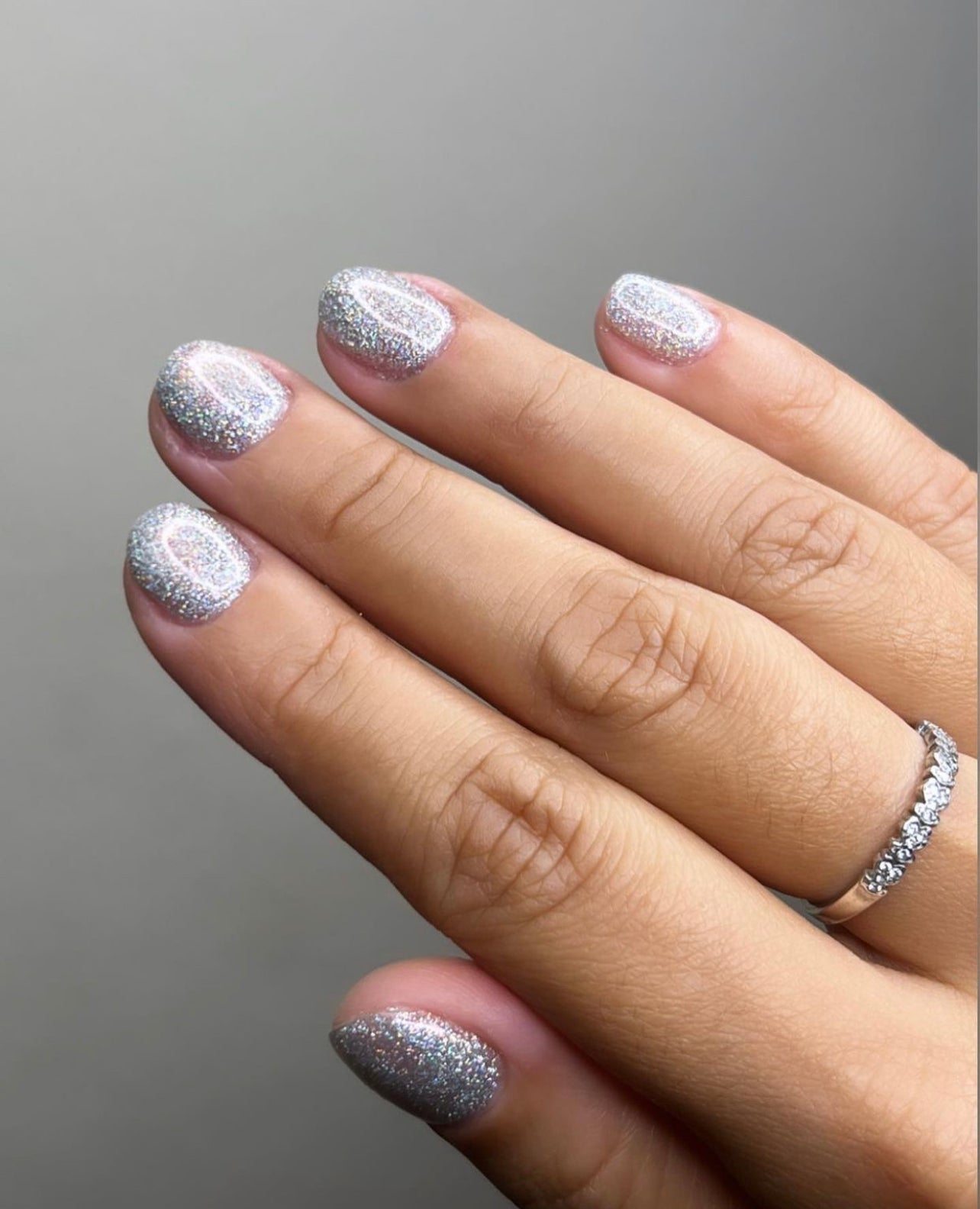 GEL POLISH | RA13 rainbow holographic silver